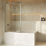 Swiss Madison Pierre 34" x 58" Framed Fixed 3/8 in. (10mm) Clear Tempered Glass Tub Door with Nickel Brushed Frame - SM-TD2701BN