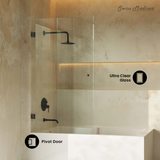 Swiss Madison  Voltaire 24" x 58" Frameless Pivot 3/8 in. (10mm) Ultra Clear Tempered Glass Tub Door with Black Matte Hardware - SM-TD0501MB