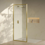 Swiss Madison  Pierre 34" x 76" Framed Fixed 3/8 in. (10mm) Clear Tempered Glass Shower Door with Gold Brushed Frame - SM-SD2701BG