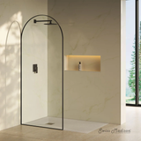 Swiss Madison  Porte 34" x 76" Framed Fixed 3/8 in. (10mm) Clear Tempered Glass Shower Door with Black Matte Frame - SM-SD9001MB