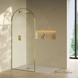 Swiss Madison  Porte 34" x 76" Framed Fixed 3/8 in. (10mm) Clear Tempered Glass Shower Door with Gold Brushed Frame - SM-SD9001BG