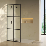 Swiss Madison  Virage 34" x 76" Framed Fixed 3/8 in. (10mm) Clear Tempered Glass Shower Door with Black Matte Frame - SM-SD2401MB
