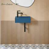 Swiss Madison  Lisse 16" Concrete Rectangle Wall-Mounted Sink with Left Side Faucet Mount - Matte Royal Blue - SM-WS6301RU