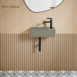 Swiss Madison  Lisse 16" Concrete Rectangle Wall-Mounted Sink with Right Side Faucet Mount - Matte Taupe - SM-WSC111MU