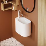 Swiss Madison  Terre 18" Solid Surface Oval Wall-Mounted Sink with Left Side Faucet Mount - Matte White - SM-WS7002MW