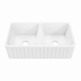 Swiss Madison Delice 33" Double Basin Fireclay Farmhouse Kitchen Sink - Glossy White - SM-FS1205GW