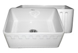 Whitehaus WHFLATN2418 24" Reversible Fireclay Apron Kitchen Sink With Athinahaus Front One Side & Fluted Front Other Side- White