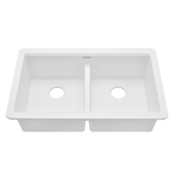 Ruvati 32-inch Undermount Workstation Granite Composite Quartz Kitchen Sink 50/50 Double Bowl - Arctic White - RVG2343WH
