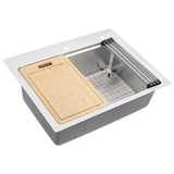 Ruvati 28 x 22 inch Drop-in Topmount Workstation Kitchen Sink 16 Gauge Stainless Steel Single Bowl - RVM5228