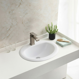 Ruvati 15-1/2 x 11-1/4 inch Drop In Topmount Bathroom Sink White Oval Porcelain Ceramic with Overflow - RVB0861