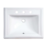 Ruvati 16-1/2 x 11 inch Drop In Topmount Bathroom Vanity Sink White Rectangular Porcelain Ceramic with Overflow - RVB0873