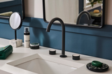 Ruvati Athena Two Handle Stone Marble Inlay Grooved Widespread Bathroom Faucet in Matte Black- RVF5232MB
