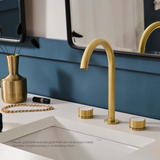 Ruvati Athena Two Handle Stone Marble Luxury Knob Widespread Bathroom Faucet in Brushed Gold - RVF5232SG