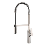 Ruvati Seneca Stainless Steel Single Handle Pull Down Kitchen Faucet Tall Spring Commercial with Pre-Rinse Sprayer - RVF1233BN