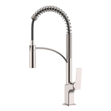 Ruvati Seneca Stainless Steel Single Handle Pull Down Kitchen Faucet Modern Sharp Style with Pre-Rinse Sprayer - RVF1236BN