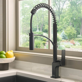 Ruvati Seneca Matte Black Single Handle Pull Down Kitchen Faucet Spiral Pro Style with Pre-Rinse Spray Hose - RVF1236MB