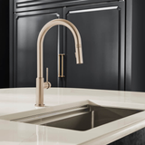 Ruvati Vestia Single Handle Pull Down Kitchen Faucet Knurling Contemporary with Sprayer in Stainless Steel - RVF1237BN