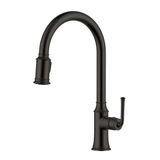 Ruvati Simoni Matte Black Pull Down Kitchen Faucet Single Handle Traditional Classic Style Gooseneck with Sprayer - RVF1234MB