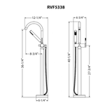 Ruvati Lucia Single Handle Tall Floor Mounted Freestanding Tub Filler Faucet With Handshower in Brushed Nickel - RVF5338BN