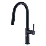 Ruvati Isola Single Handle Pull Down Kitchen Faucet Modern Knurled with Sprayer in Matte Black - RVF1248MB