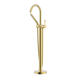 Ruvati Lucia Single Handle Tall Floor Mounted Freestanding Tub Filler Faucet With Handshower in Brushed Gold - RVF5338SG
