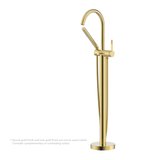Ruvati Lucia Single Handle Tall Floor Mounted Freestanding Tub Filler Faucet With Handshower in Brushed Gold - RVF5338SG