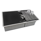 Ruvati 33-inch Workstation Dual Tier Nova Double Bowl Low Divide Undermount Stainless Steel Kitchen Sink - RVH8254