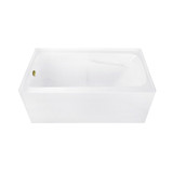 Kingston Brass 54" Acrylic Rectangular 3-Wall Alcove Tub Combo with Armrests and Waste and Overflow Drain (Left Hand Drain), Glossy White/Antique Brass - CVTAP543023L3