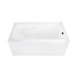 Kingston Brass 54" Acrylic Rectangular 3-Wall Alcove Tub Combo with Armrests and Waste and Overflow Drain (Right Hand Drain), Glossy White/Matte Black - CVTAP543023R0