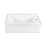 Kingston Brass 60" Acrylic Rectangular 3-Wall Alcove Tub Combo with Waste and Overflow Drain (Right Hand Drain), Glossy White/Brushed Brass - CVTDE603122R7