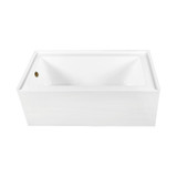 Kingston Brass 60" Acrylic Rectangular 3-Wall Alcove Tub Combo with Waste and Overflow Drain (Left Hand Drain), Glossy White/Antique Brass - CVTDE603122L3