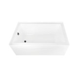 Kingston Brass 60" Acrylic Rectangular 3-Wall Alcove Tub Combo with Waste and Overflow Drain (Left Hand Drain), Glossy White/Matte Black - CVTAP603622L0
