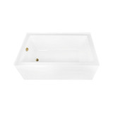 Kingston Brass 60" Acrylic Rectangular 3-Wall Alcove Tub Combo with Waste and Overflow Drain (Left Hand Drain), Glossy White/Brushed Brass - CVTAP603622L7