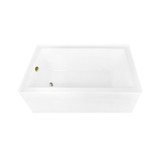 Kingston Brass 60" Acrylic Rectangular 3-Wall Alcove Tub Combo with Waste and Overflow Drain (Left Hand Drain), Glossy White/Antique Brass - CVTAP603622L3