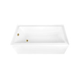 Kingston Brass 66" Acrylic Rectangular 3-Wall Alcove Tub Combo with Waste and Overflow Drain (Left Hand Drain), Glossy White/Brushed Brass - CVTAP663222L7