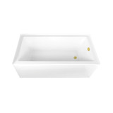 Kingston Brass 66" Acrylic Rectangular 3-Wall Alcove Tub Combo with Waste and Overflow Drain (Right Hand Drain), Glossy White/Polished Brass - CVTAP663222R2