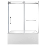 Kingston Brass 60" Acrylic Rectangular 3-Wall Anti-Skid Alcove Tub Combo with Tub Door (Right Hand Drain), White/Polished Chrome - KVTAP603216R1