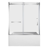 Kingston Brass 60" Acrylic Rectangular 3-Wall Anti-Skid Alcove Tub Combo with Tub Door (Left Hand Drain), White/Polished Chrome - KVTAM6032L22D1