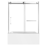 Kingston Brass 60" Acrylic Rectangular 3-Wall Anti-Skid Alcove Tub Combo with Tub Door (Right Hand Drain), White/Brushed Nickel - KVTAP6032R22C8