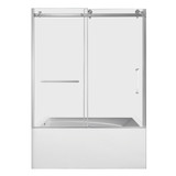 Kingston Brass 60" Acrylic Rectangular 3-Wall Anti-Skid Alcove Tub Combo with Tub Door (Left Hand Drain), White/Brushed Nickel - KVTAM6032L22D8