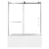 Kingston Brass 60" Acrylic Rectangular 3-Wall Alcove Tub Combo with Tub Door (Left Hand Drain), White/Brushed Nickel - KVTAP603622L8