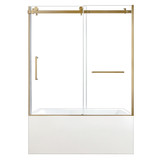 Kingston Brass 60" Acrylic Rectangular 3-Wall Alcove Tub Combo with Tub Door (Right Hand Drain), White/Brushed Brass - KVTAP603222R7