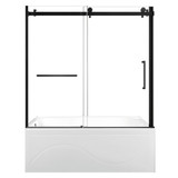 Kingston Brass 60" Acrylic Rectangular 3-Wall Anti-Skid Alcove Tub Combo with Tub Door (Left Hand Drain), White/Matte Black - KVTAP603216L0