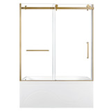 Kingston Brass 60" Acrylic Rectangular 3-Wall Anti-Skid Alcove Tub Combo with Tub Door (Left Hand Drain), White/Brushed Brass - KVTAP603216L7