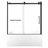 Kingston Brass 60" Acrylic Rectangular 3-Wall Alcove Tub Combo with Tub Door (Left Hand Drain), White/Matte Black - KVTDE603121L0