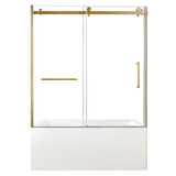 Kingston Brass 60" Acrylic Rectangular 3-Wall Alcove Tub Combo with Tub Door (Left Hand Drain), White/Brushed Brass - KVTAP603622L7