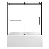 Kingston Brass 60" Acrylic Rectangular 3-Wall Alcove Tub Combo with Tub Door (Left Hand Drain), White/Matte Black - KVTAP603622L0