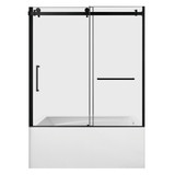 Kingston Brass 60" Acrylic Rectangular 3-Wall Anti-Skid Alcove Tub Combo with Tub Door (Right Hand Drain), White/Matte Black - KVTAM6032R22D0