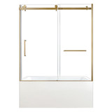 Kingston Brass 60" Acrylic Rectangular 3-Wall Anti-Skid Alcove Tub Combo with Tub Door (Right Hand Drain), White/Brushed Brass - KVTAP6031R22T7