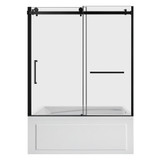 Kingston Brass 60" Acrylic Rectangular 3-Wall Anti-Skid Alcove Tub Combo with Tub Door (Right Hand Drain), White/Matte Black - KVTAM6032R22B0